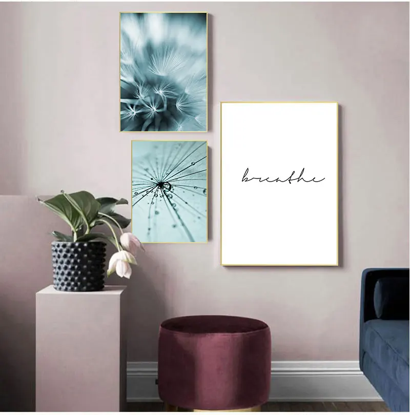 1pc frameless Nordic Dandelion Flower s and prints living room scandinavian black and white wall art canvas abstract painting pi