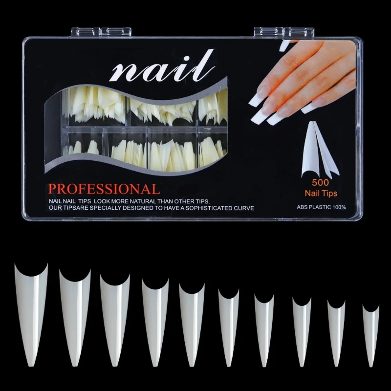 500Pack No C Curve Nail Tips Extra Long Square Flat Nail Tips False Nails Acrylic Nails Fake Nails for Nail Salons