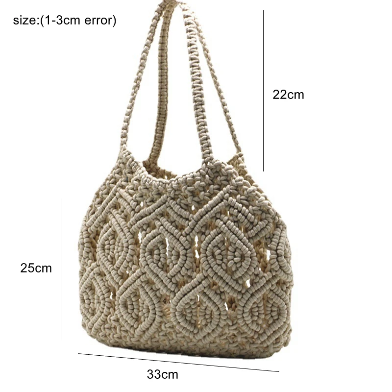 ZA Cotton Rope Woven Tote Bag New Handmade Shoulder Handheld Totes Large Capacity Commuter Travel Vacation Women\'s Bags