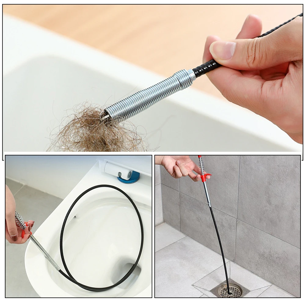 

Drain Cleaning Tool Stainless Steel Rods Flexible Pipe Dredging Claw Clog Remover Hair Sink Dredge Tool For Bathroom