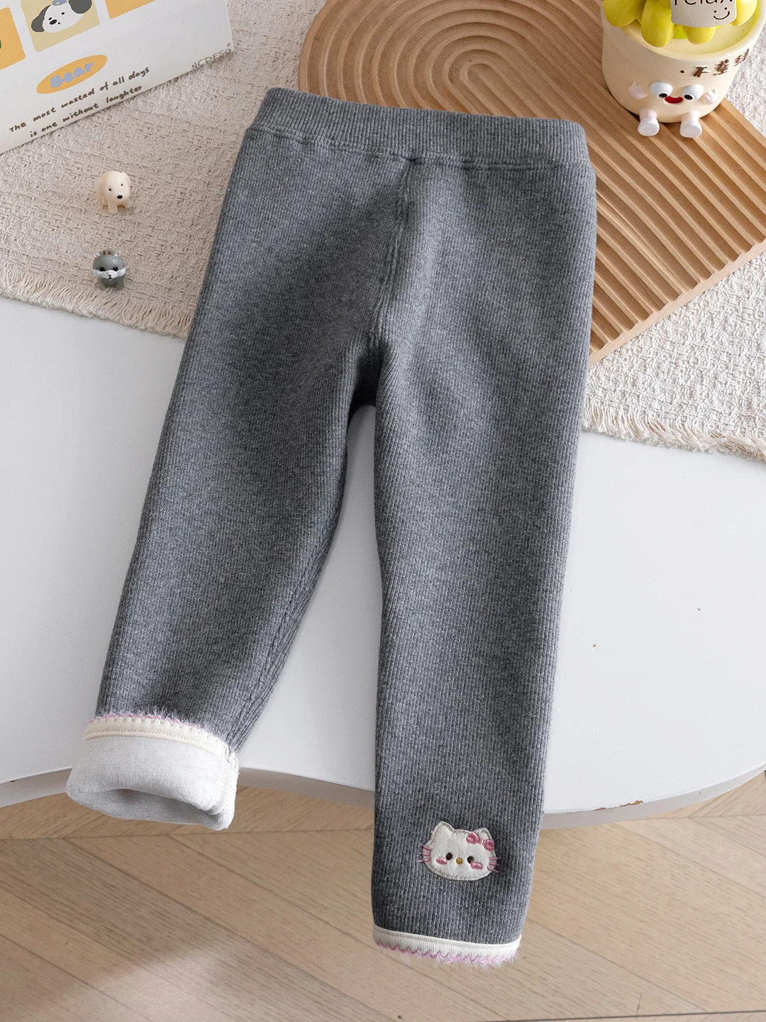 Girls Winter Fce Lined Slim Fit Elastic Bot Pants Children's Faionable Trousers Base Layer Stretchy Pants for Kids