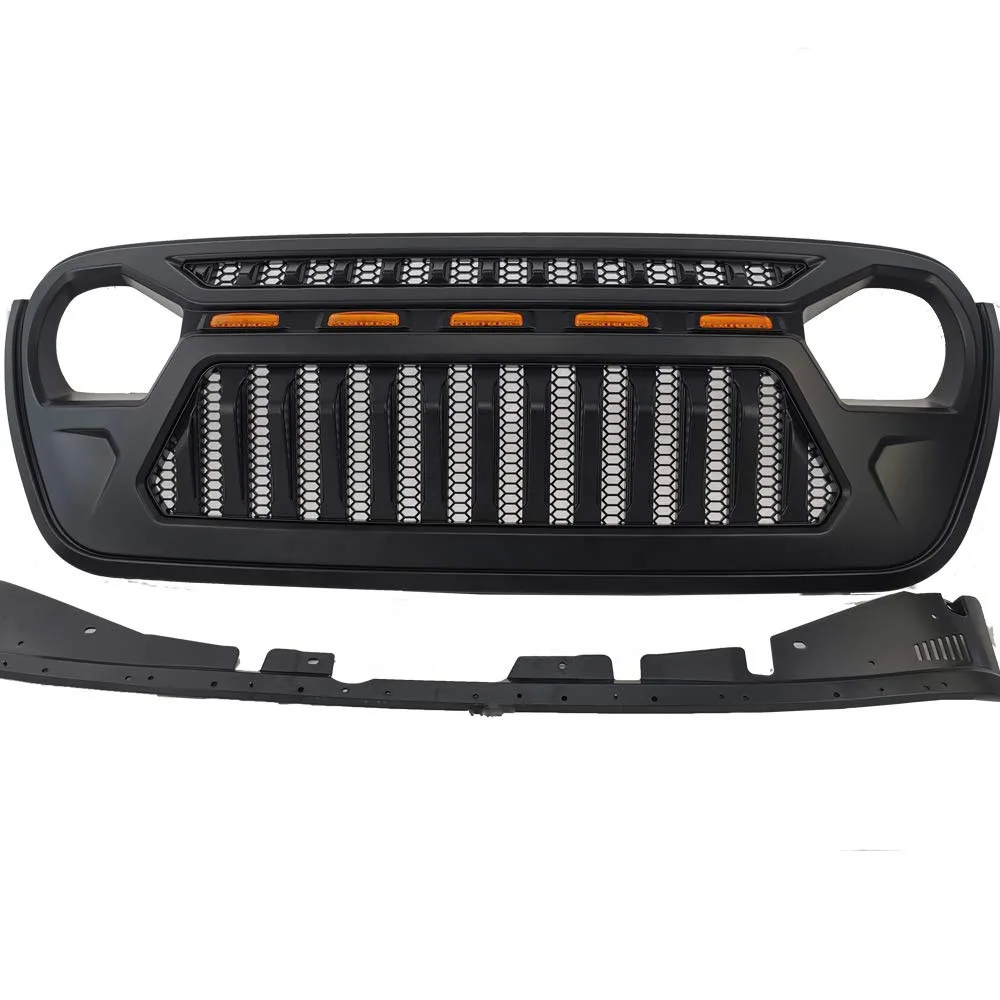 الجبهة مصبغة شبكة شواء سباق الشوايات اكسسوارات الطرق الوعرة الوفير مصبغة مع ضوء ل جيب رانجلر JL المصارع JT 2018-2021 #2