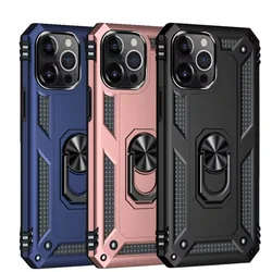 Armor Shockproof Case for iPhone 16 15 14 Plus 13 12 11 Pro Max Magentic Ring Finger Holder Military Grade Case for iPhone Cover