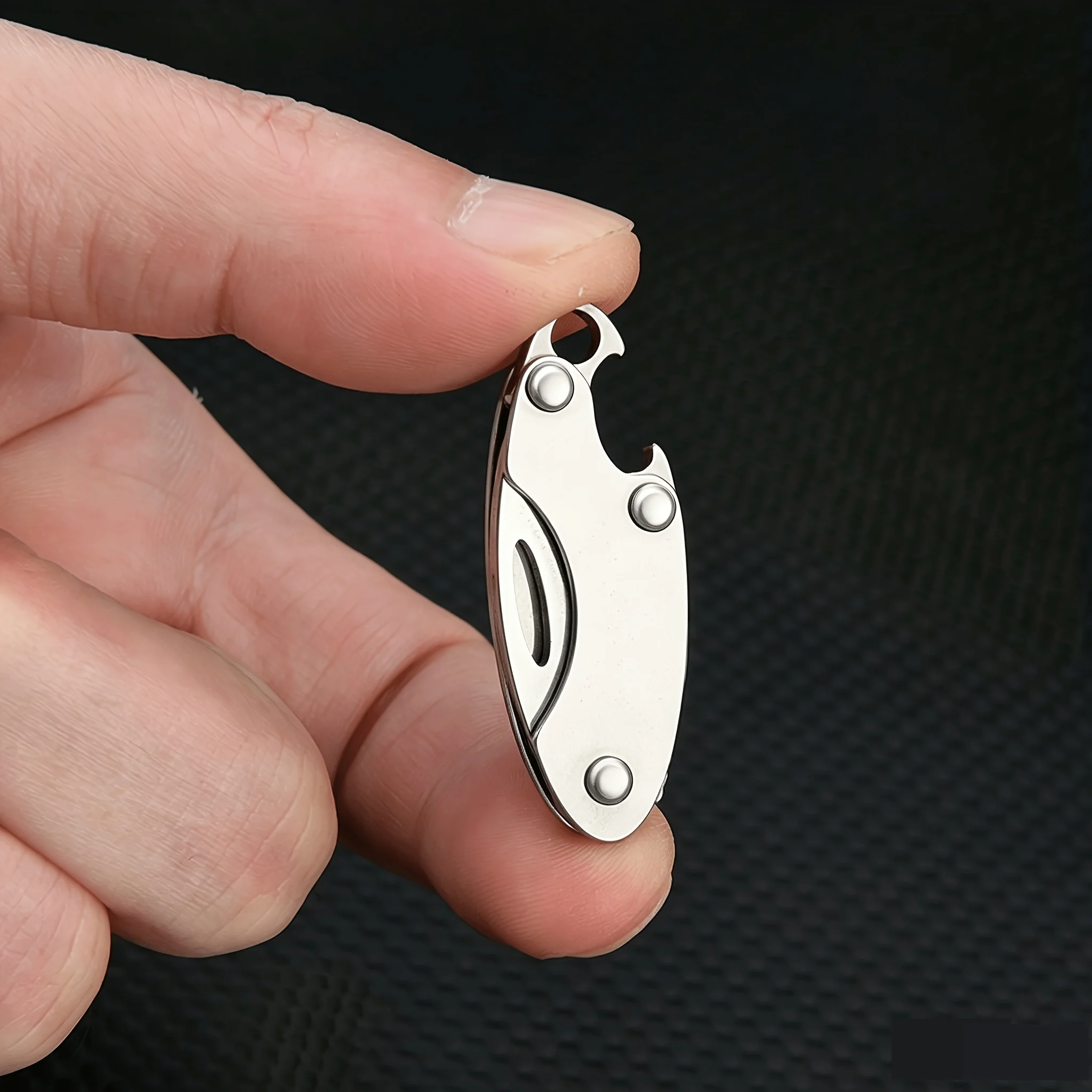Mini Stainless Steel Folding Knife with Bottle Opener  Portable EDC Pocket Knife Outdoor Camping Box Cutter Multi‑Tool