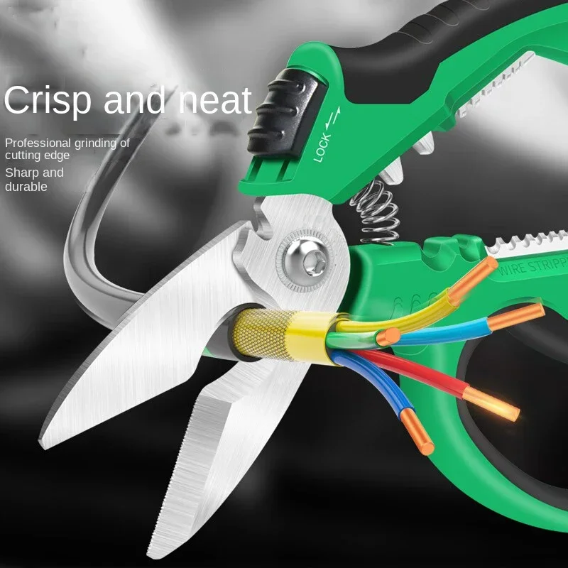 1PC heavy multi-function electrician wire cable scissors multi-purpose electrician wire stripping scissors