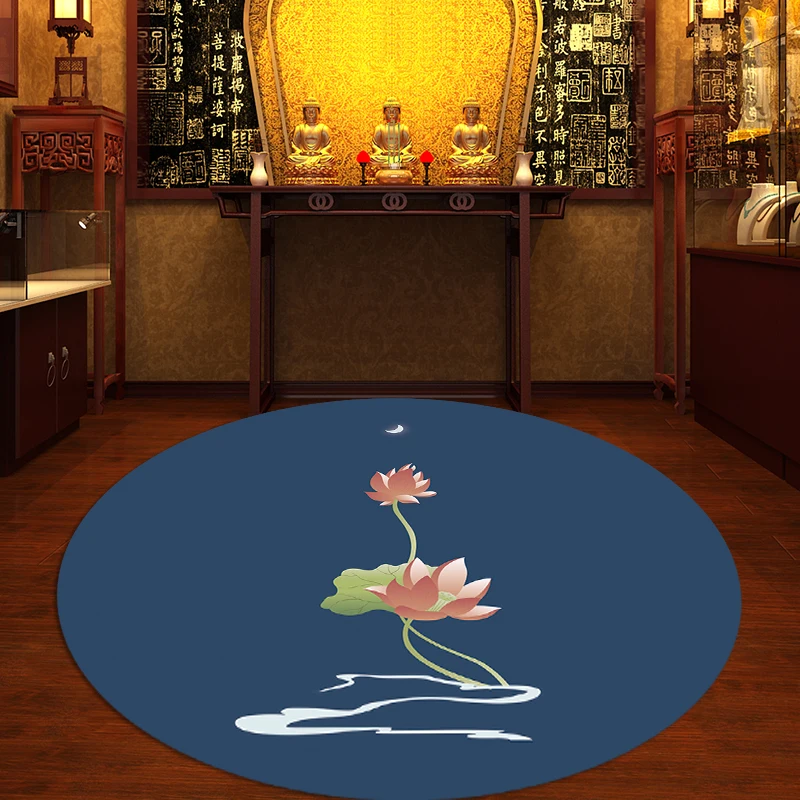 Buddha Hall Carpet Full of Household Lotus Pattern Carpet Meditation Buddha Front Mat Zen Temple Lotus Buddha Home Prayer Carpet