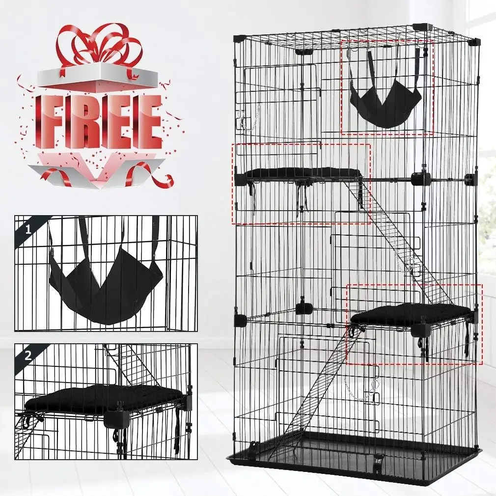 Imagem -03 - Caixa Playpen para Gatos Furões com Rede Camas Portas Escadas Prateleiras Camadas 67 Camadas