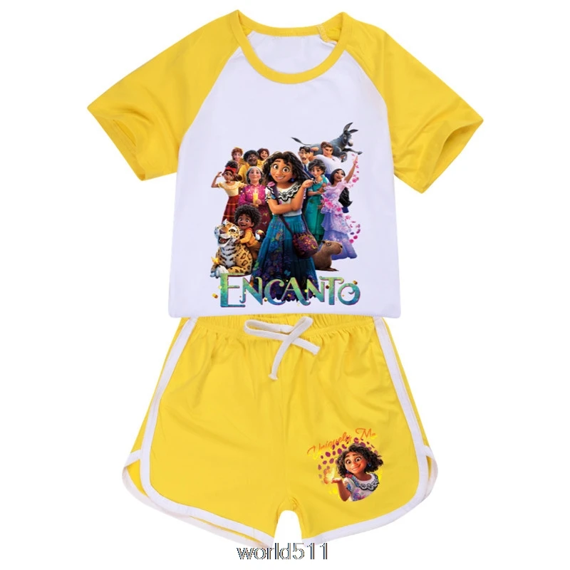 Encanto 3D desenhos animados roupas infantis, novo filme t-shirt e shorts para o bebê, terno esportivo, 2-15 anos de idade