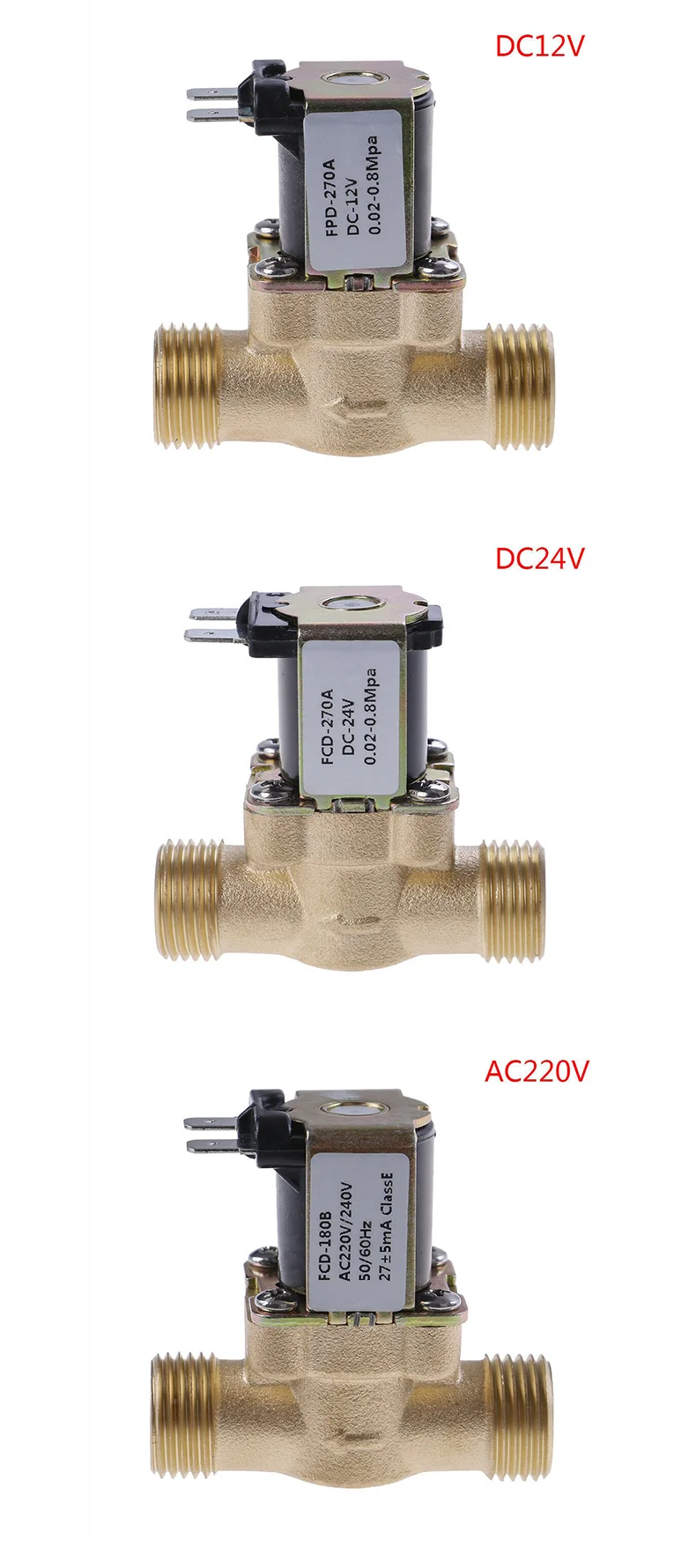 Elettrovalvola 1PC G1/2'' Brass Electric Solenoid Valve DC 12v 24v AC220v for Solar Water Heater Pneumatica — dettaglio 2