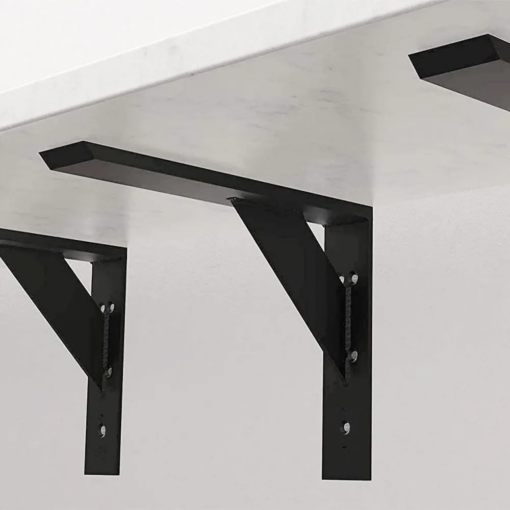 دعامات دعم كونترتوب شديدة التحمل مقاس 16 بوصة، عبوتان، أسود سميك، مناسبة للجرانيت والكوارتز والخشب وأسطح الكونترتوب المصفحة #5