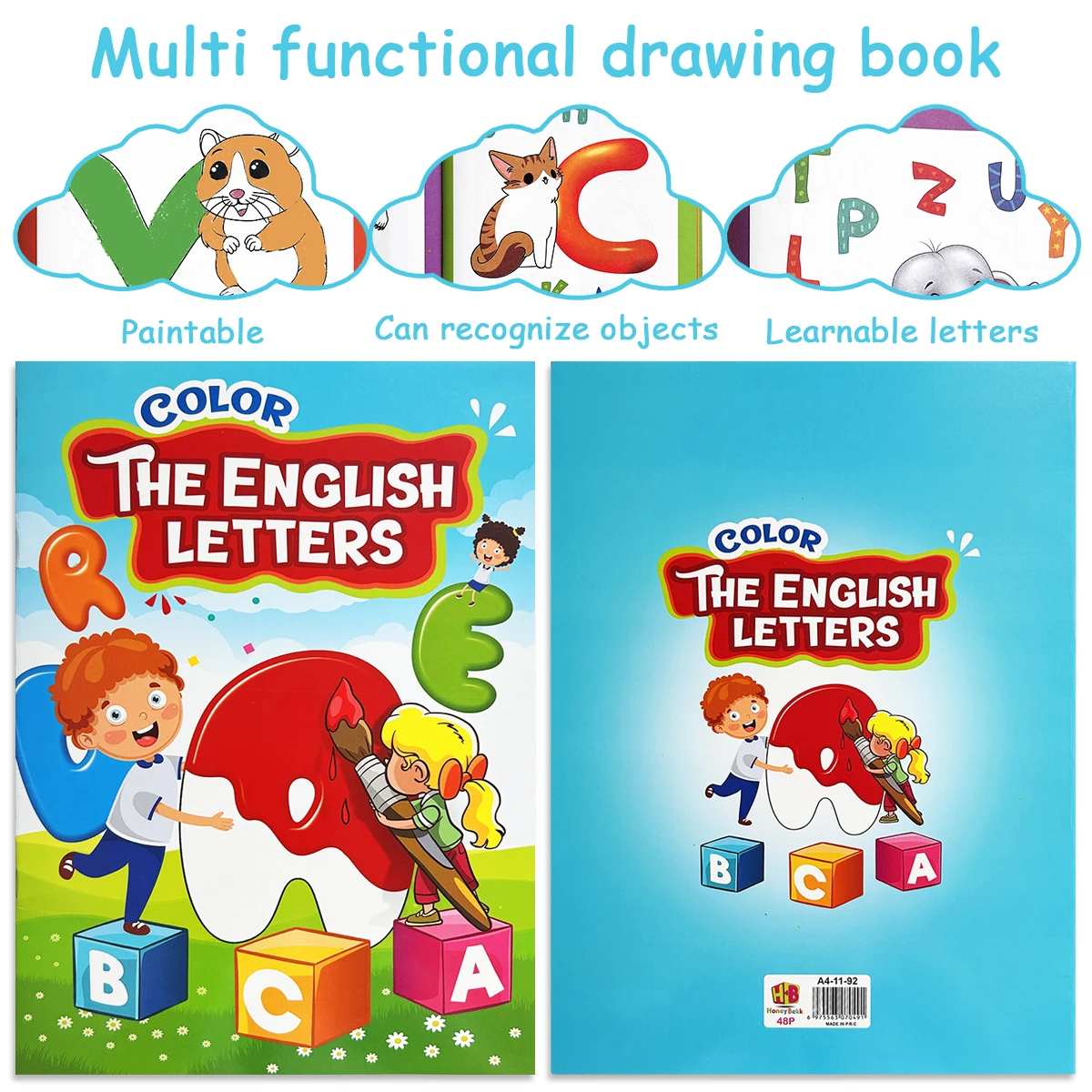 English Letters Coloring Book for Kids - Multi-Functional Learn Letters Recognize Objects Unleash Creativity