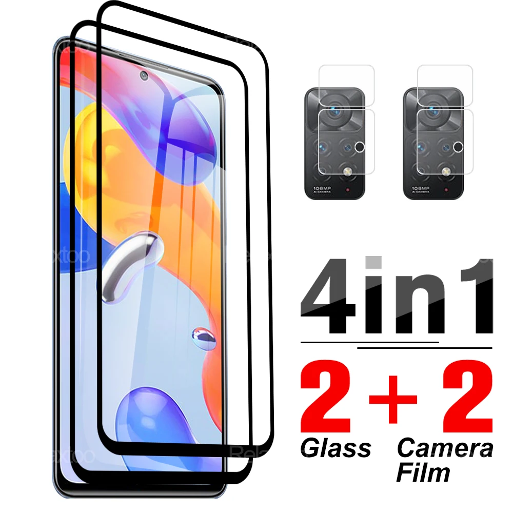 

4IN1 Glass Screen Protector Camera For Xiaomi Redmi Note 11Pro 11 Pro 11S 11 S Pro 5G HD Protective Film On For 6.67" 21091116I