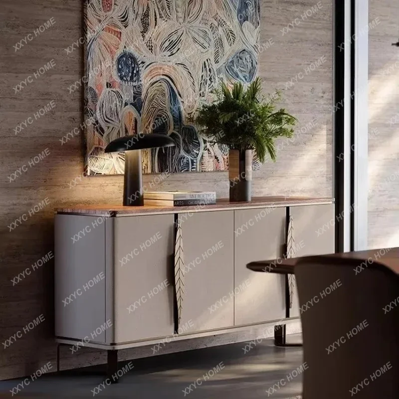simple side cabinet, the whole house is matched with the entrance light luxury walnut leaf series side cabinet