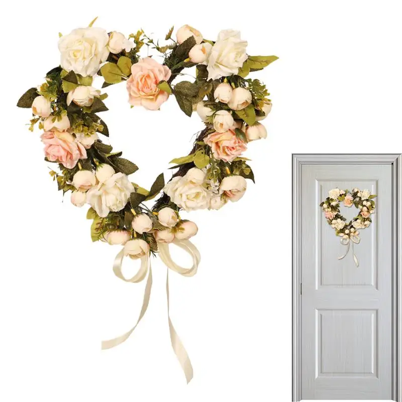 

Valentine Rose Wreath Spring Wreath Valentine Wreath 15.7 Inch Floral Wreath With Rose Front Door Sign Door Wreath Artificial