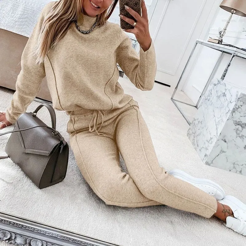 Ele femmes deux pièces ensembles Trasuit Turtlene sweat Dstr fibre lyrique automne Faion dames costume