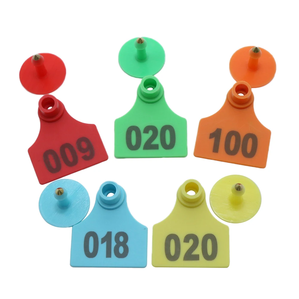 100Pcs Copper Head Laser Typing Ear Tag Label Pig Sheep Ear Sign Ear Registration Card TPU Material Animal Identity Signboard