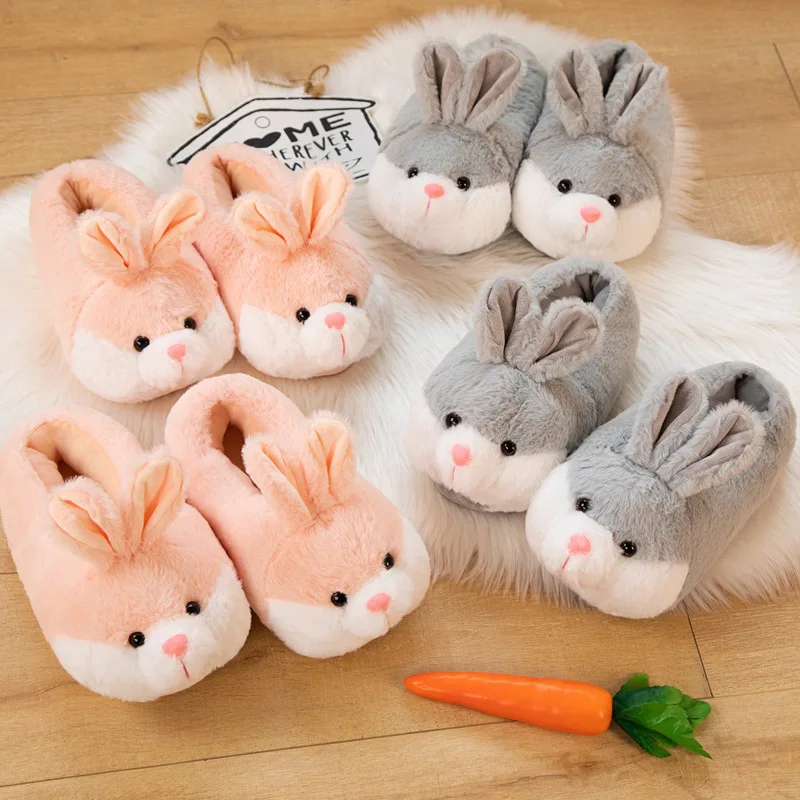 New Fashion Anime Autumn Winter Cotton Slippers Rabbit Bunny Home Indoor Slippers Warm Shoes Women Cute Plush Slippers