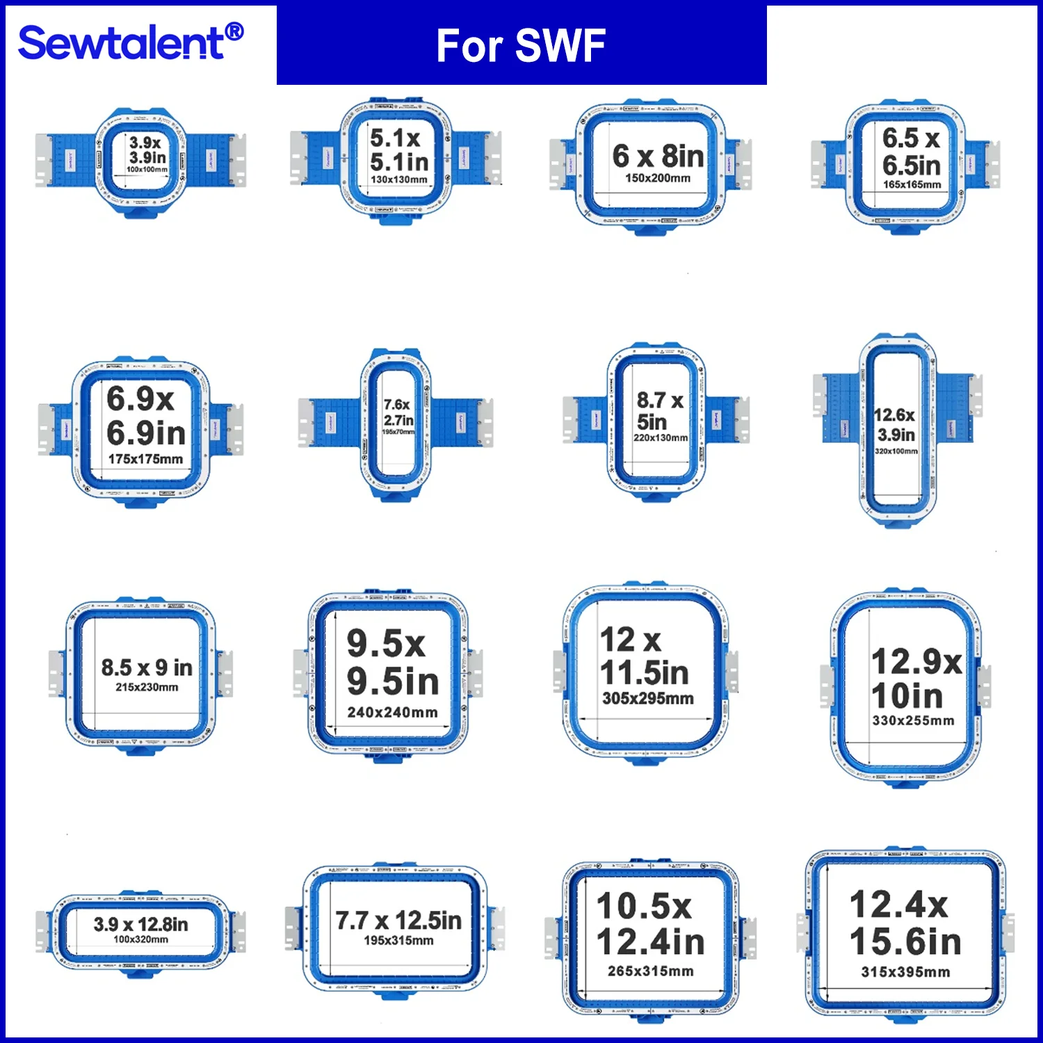 SWF MAN MAS SWF/B UK SWF K-UK SWF/B-UK Embroidery Machine with Sewtalent Magnetic Embroidery Hoops