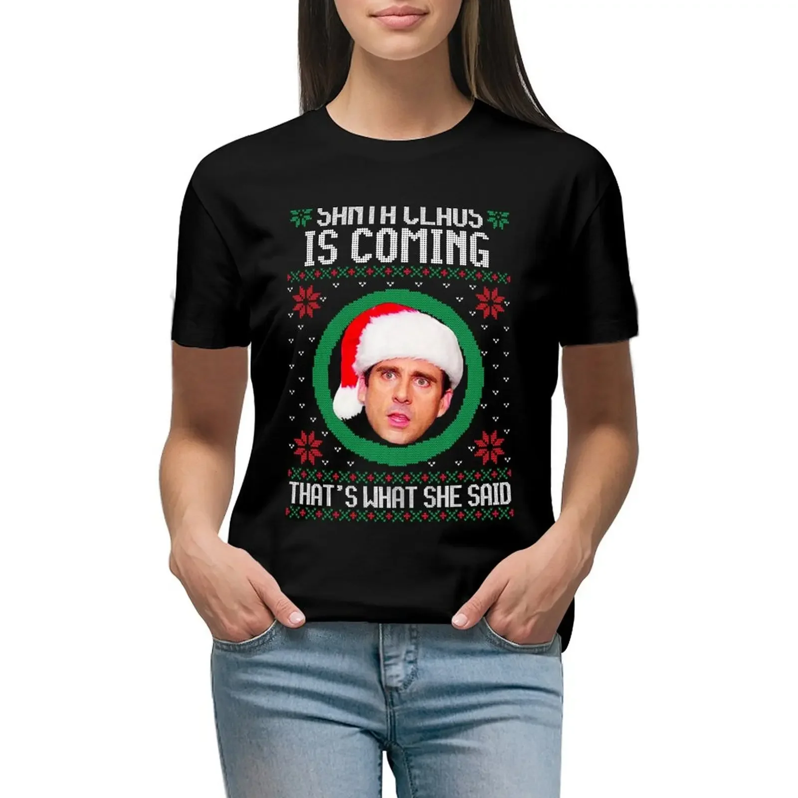 

The office Santa Claus is coming That's what she said T-Shirt heavyweights new edition plus size tops sublime Woman T-shirts