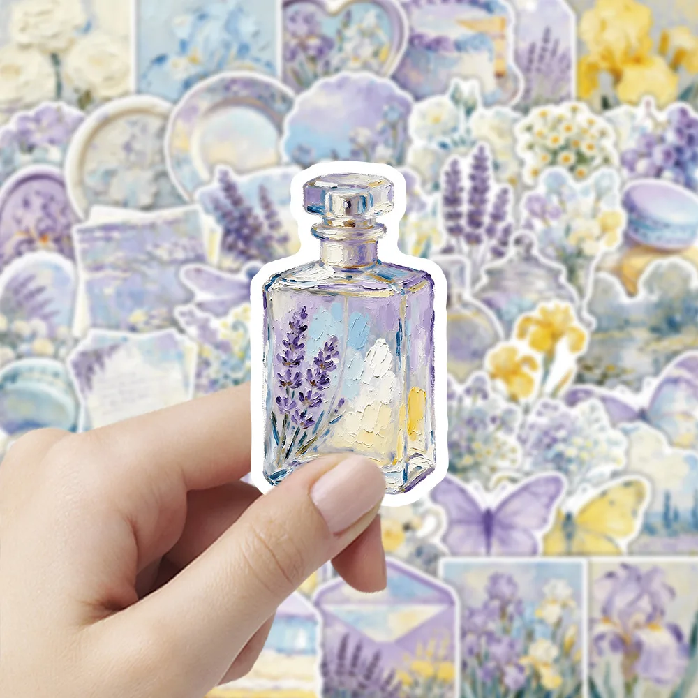 50Pcs Monet Oil Painting Aesthetic Stickers Retro Floral Decals for Notebook Phone Luggage Water Bottle DIY Decor Gift
