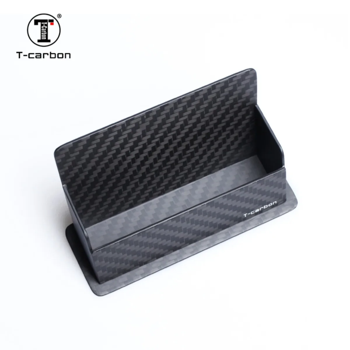 T-carbon Portable Carbon Fiber Business Card Hold Display Stand Desk Deskstop Car Business Card Holder Shelf Box