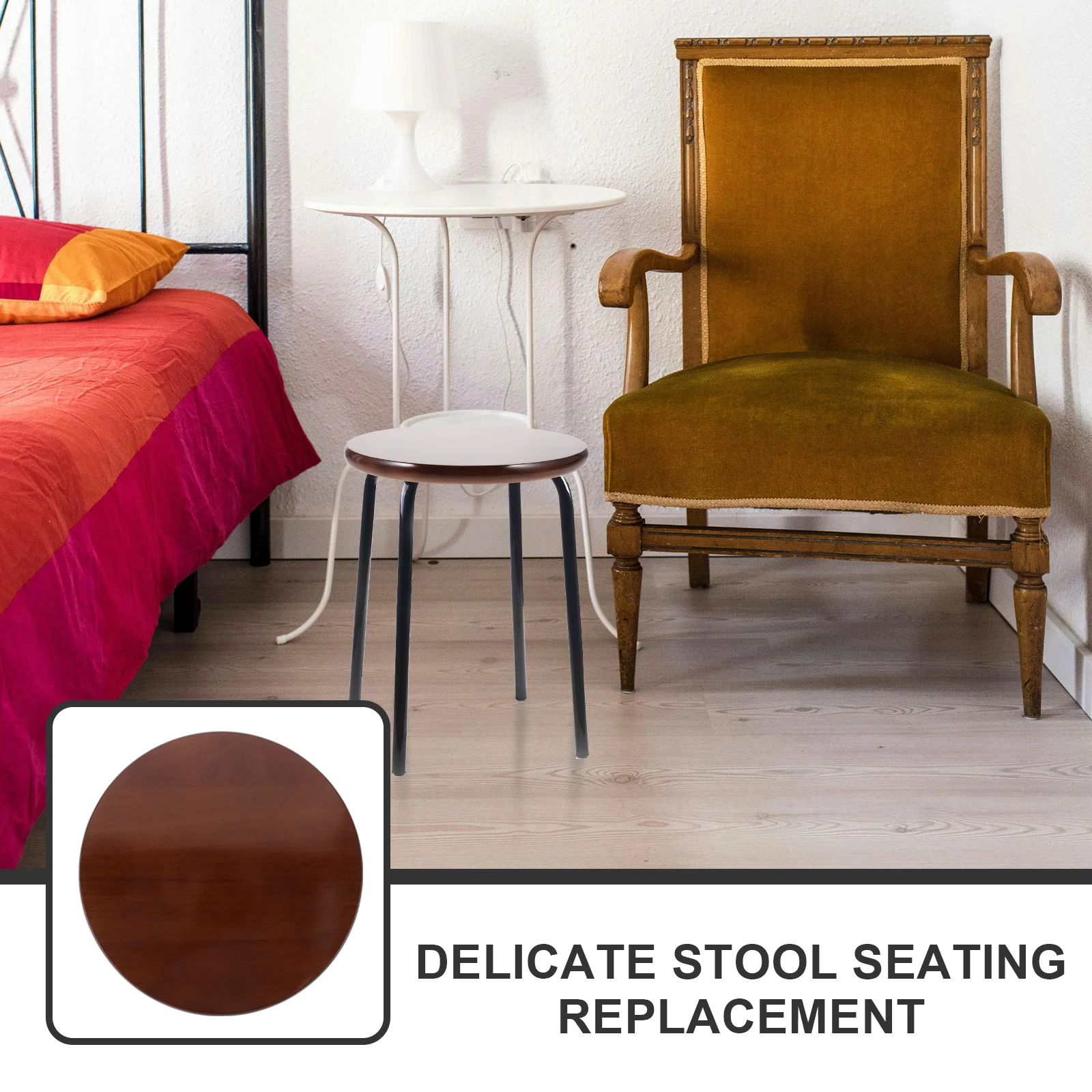 

Rubber Wood Panel Round Stool Replacement Seat Wooden Dining Chair Seating Part Bar Stool Accessory Canteen Supply