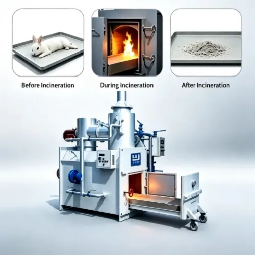 Zero Smoke Environmental Pet Cremator Automatic Dead Animal Incinerator For Veterinary Station Zoo Animal Waste Disposal
