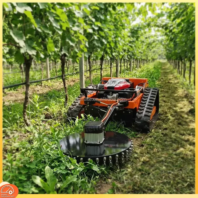 Remote Control Lawn Mower Multifunctional Rotary Disc Cutter for Rough Terrain Hillsides Orchard Grass Cutting Robot
