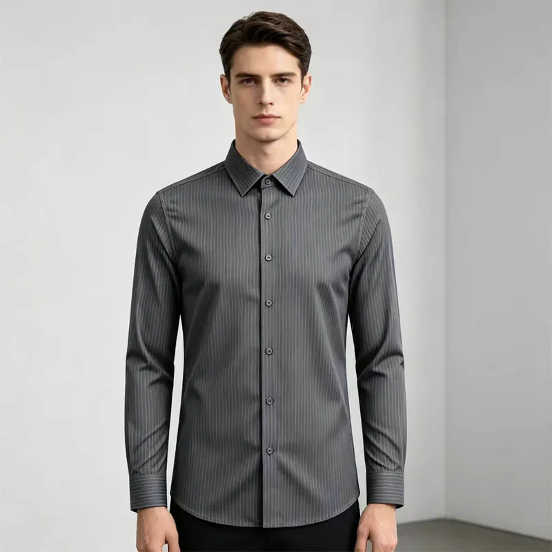 Men's modal mulberry silk shirt, thin style, business casual, wrinkle-resistant, no-iron, long-sleeved shirt