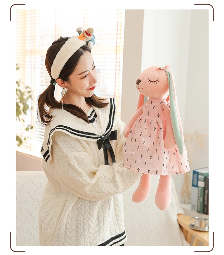 35 cm große Oster-Babyhasenfigur, rosa und blau, An'an Rabbit, beruhigende Geschenkpuppe für Kinder, Plüschtier mit superweichem Fell. – Detail 3