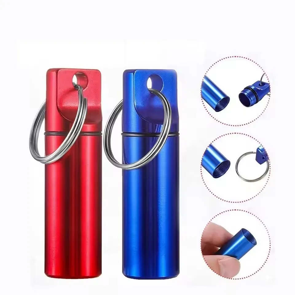 1/2pc Waterproof Pill Box Case Mini Pills Box Container Stainless Steel/Aluminum Alloy Medicine Bottle Keychain For Outside