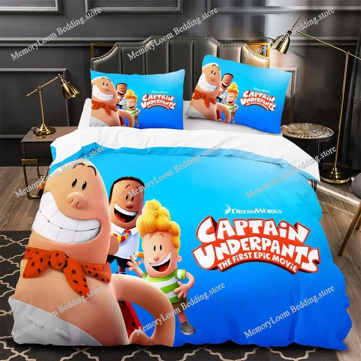 Home Textile Cartoons captain underpants Cover Duvet Cover Pillow Case Boy Girl Polyester Bedding Set King Queen Twin Size