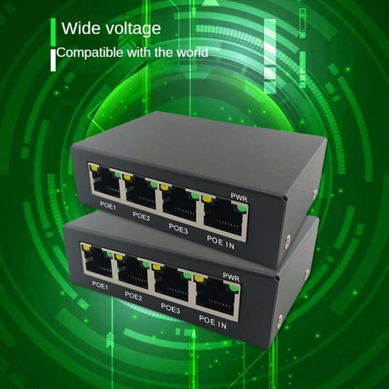 1 PCS 4 Port Gigabit POE Extender 100/1000M Network Switch Extender Black Metal For Poe Switch NVR IP Camera AP
