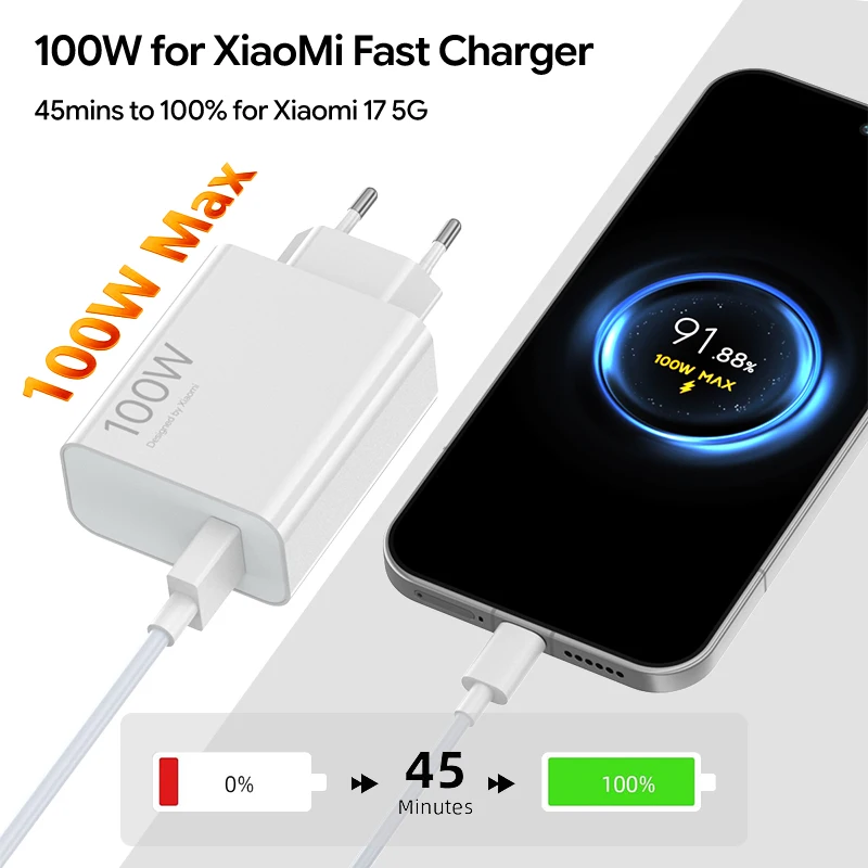 100W Xiaomi 17 17T Pro Max Charger Original 90W Type C Fast Turbo Charge Cargador for Mi 15 14 POCO F8 Ultra X8 Redmi K90 Cable