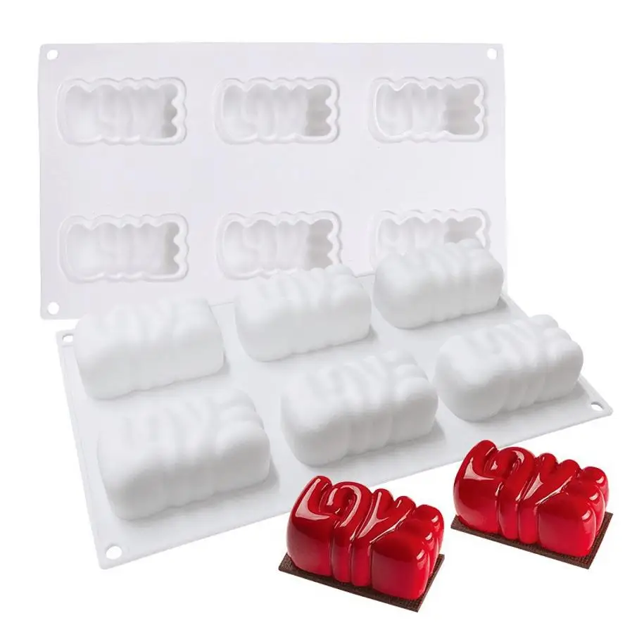 Creative New 2026 DIY Baking Craft Tool 6Cavity LOVE 3D Silicone Mould French Mousse Cake Chocolate Soap Gypsum Ornament Mold