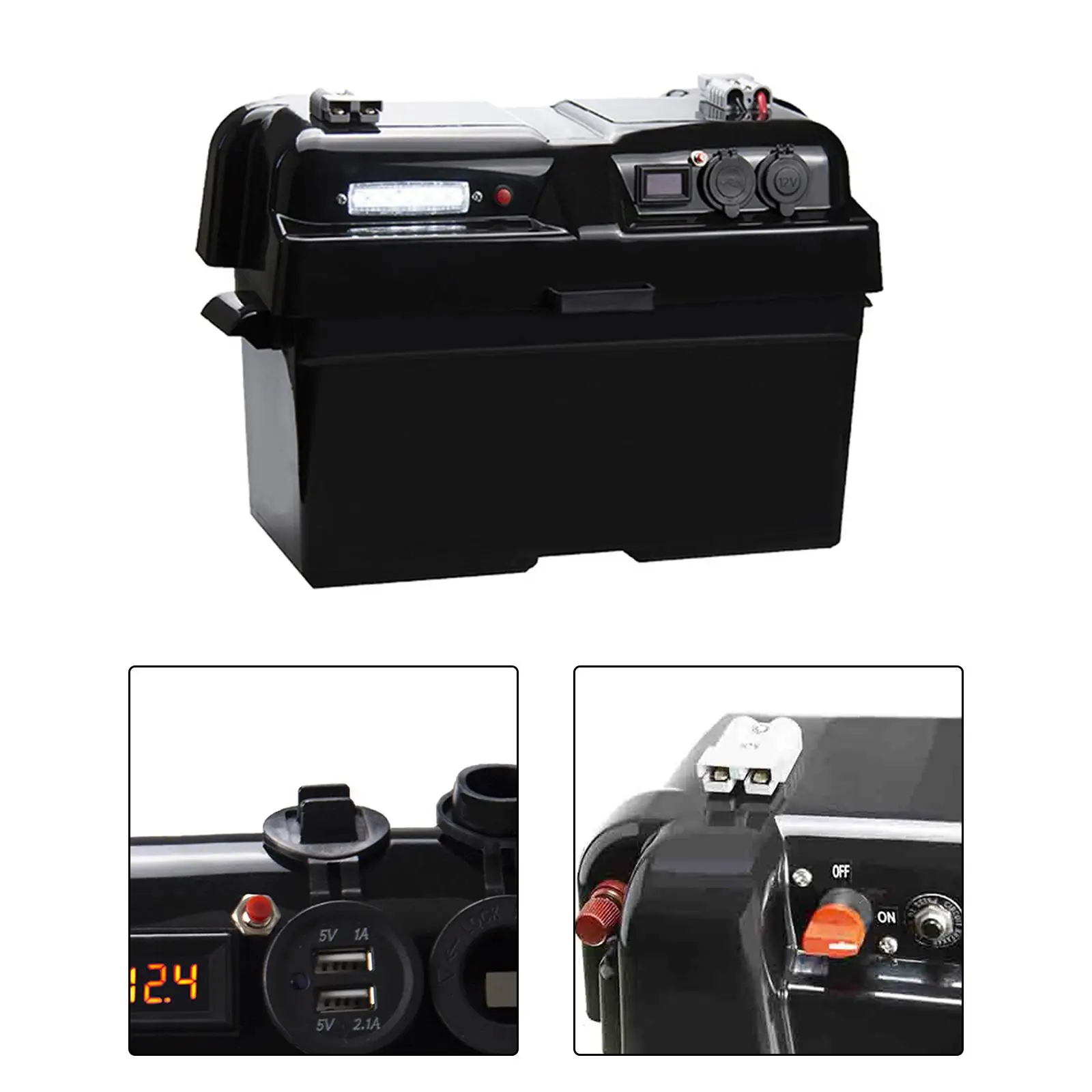 Battery Box Organizer Waterproof Heavy Duty Portable Container Battery Carrier for RV Trucks Boat Trolling Motor Cars