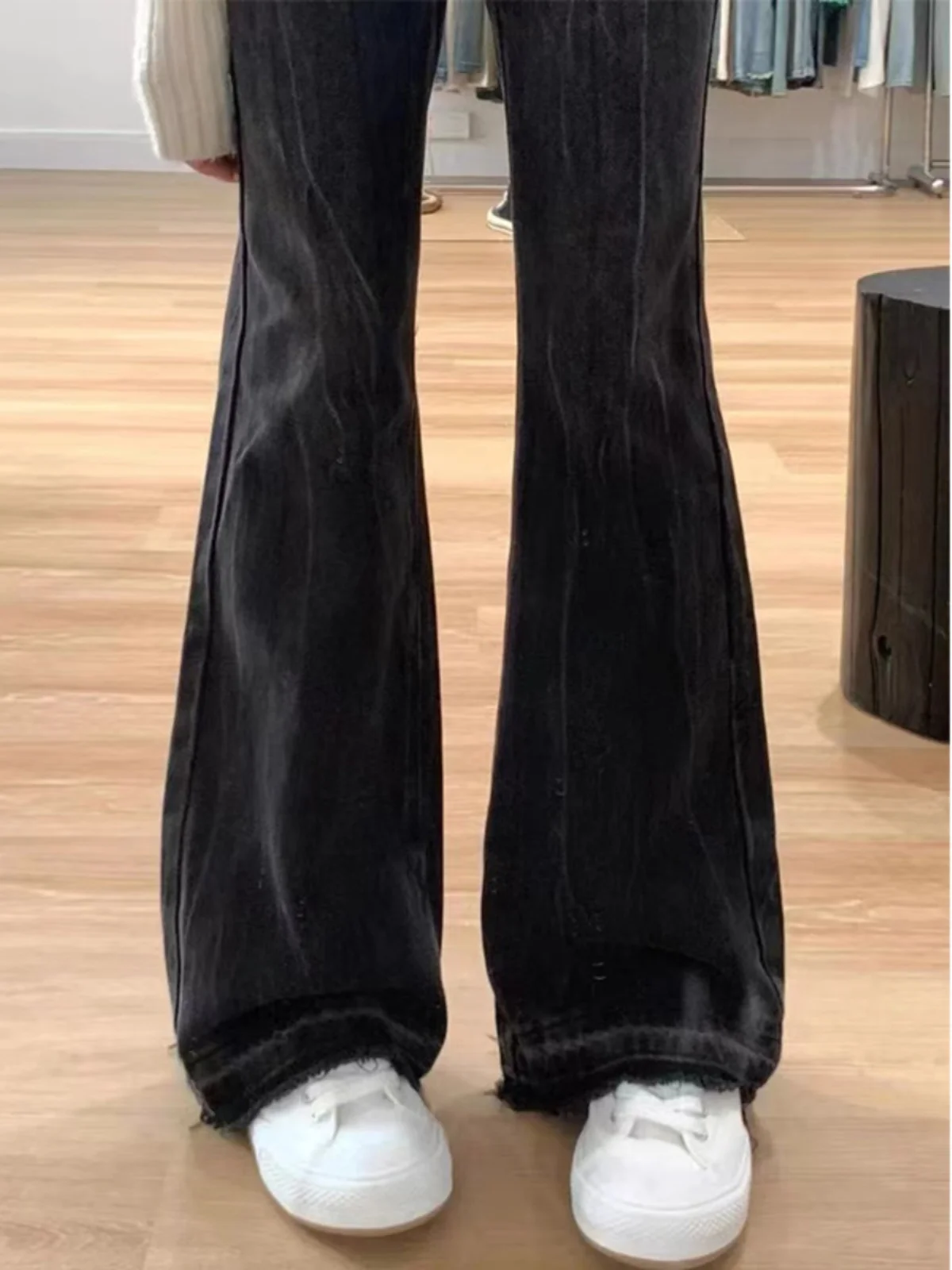 

plus Size High Waist Straight Leg Bell Bottom Jeans Women's American Style Loose Fit Slimming Long Leggings Casual Denim