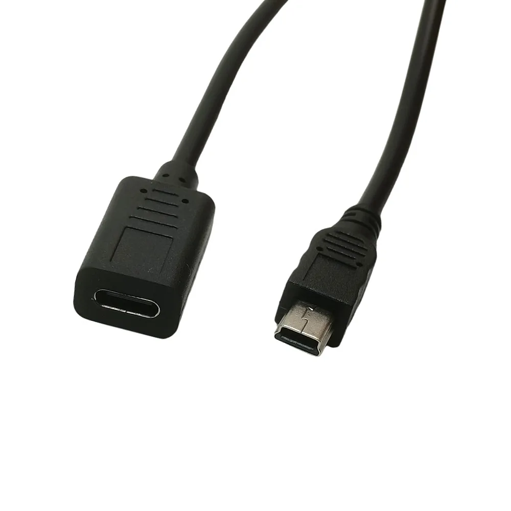 Typ C USB 3.1 żeński do 5pin Mini USB męski kabel ładujący z synchronizacją danych Adapter przewodu 0.25m