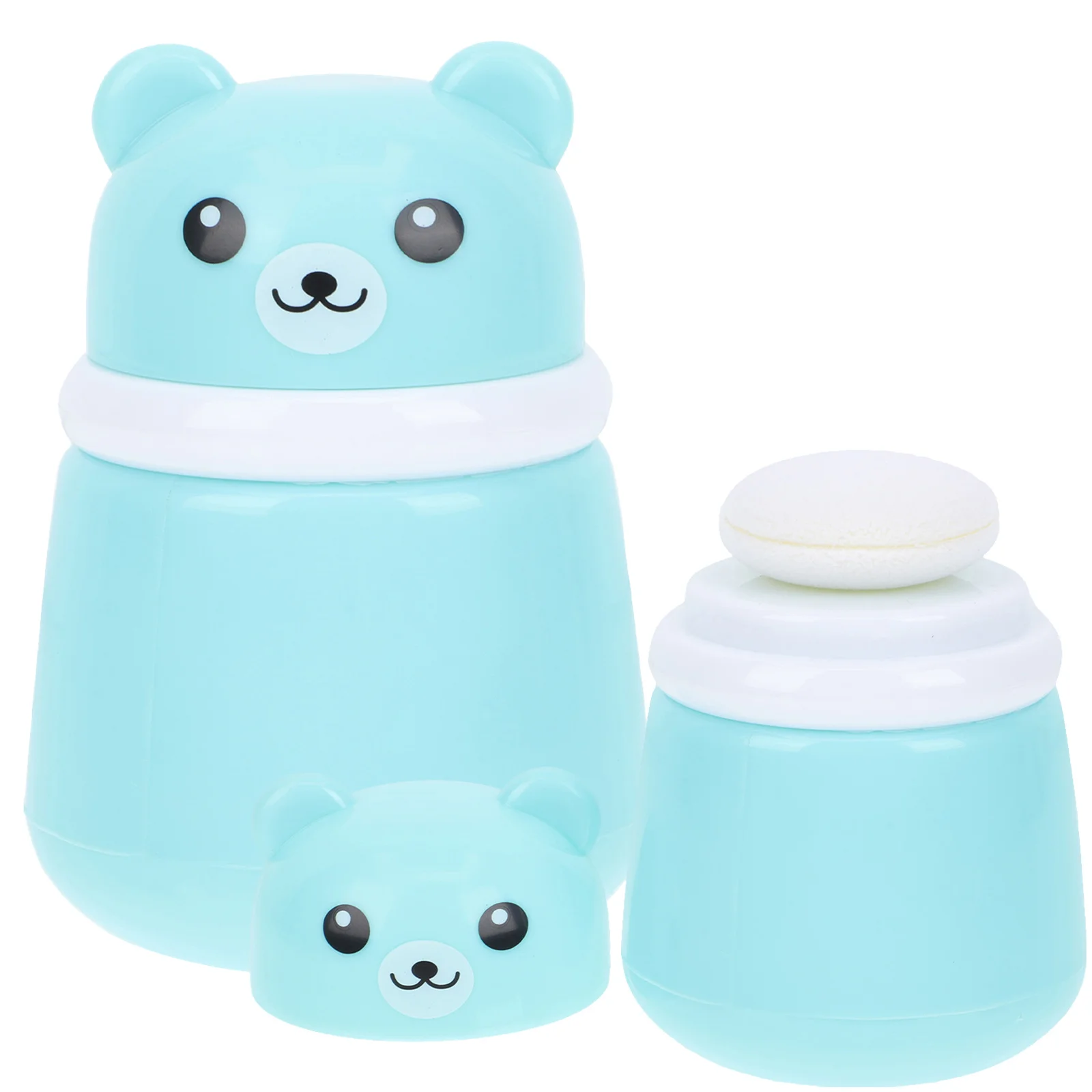 Bear Powder Puff Box Loose Bottle Travel Talcum Dispenser Infant Storage Baby Body Holder Makeup Jar Sponge