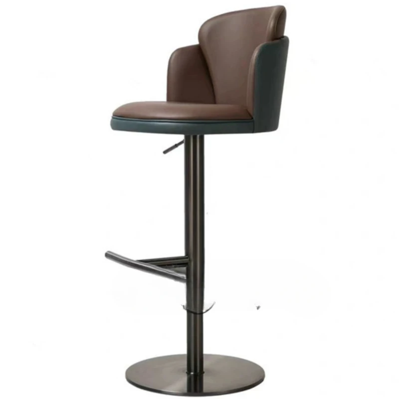 

Nordic simple stainless steel rotating bar chair Modern light luxury home lift bar chair Hotel clubhouse front desk chair