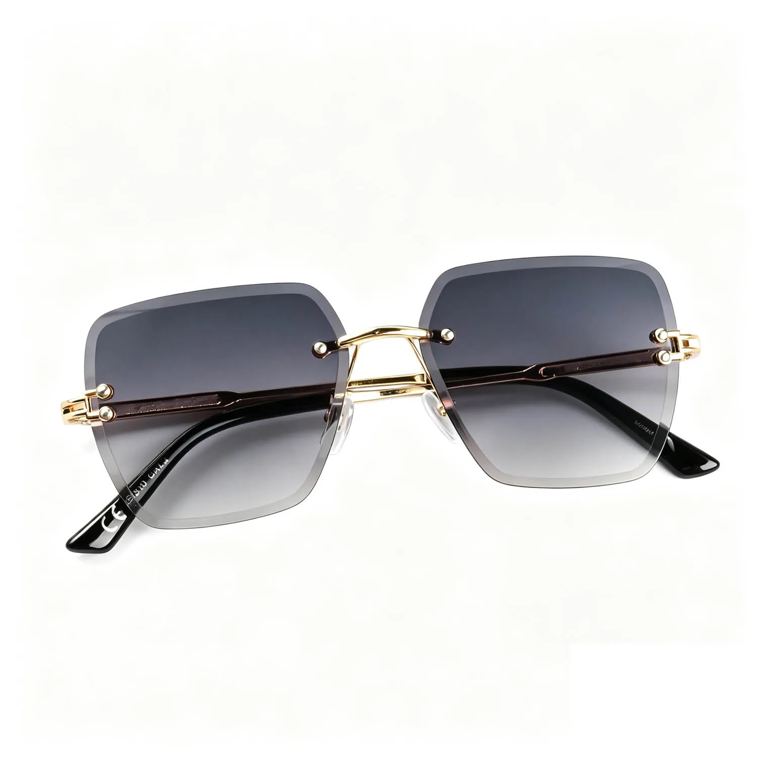 Quadratische randlose Sonnenbrille, modische Brille für Damen und Herren, Sommer-Sonnenschutz mit Farbverlauf für Urlaub, Strand, Reisen – Detail 3