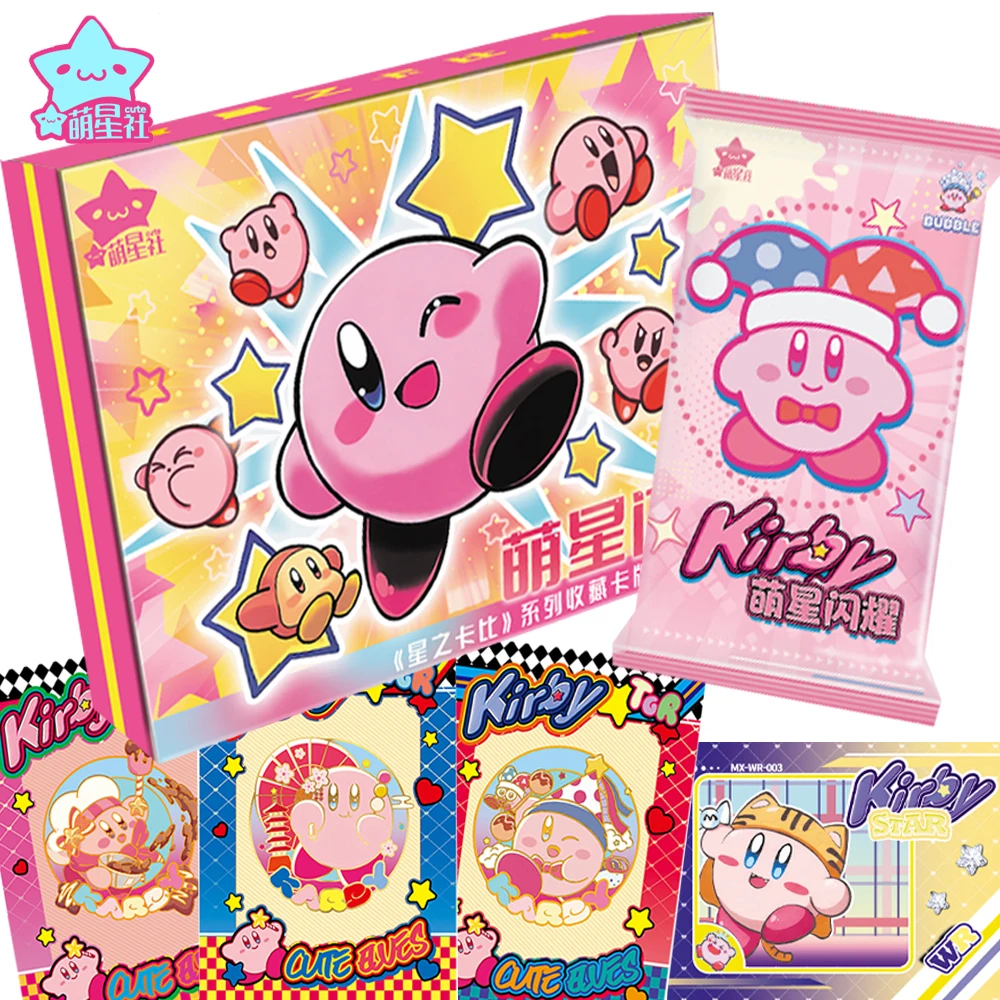 Kirby Collection Cards Cute Star Shining Series Anime Game Cartoon Character Gold Framed Oil Painting Cards Popular Gift for Kid