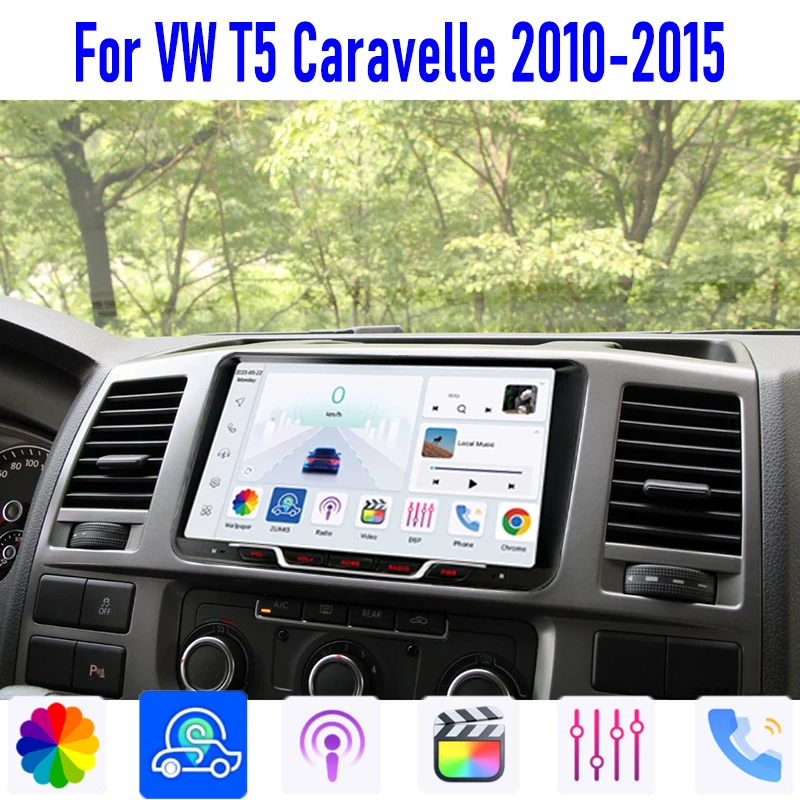

GPS 9'' For VW T5 Caravelle 2010-2015 Car Radio Head Unit Wireless Carplay Apple Android Auto Intelligent System Camera WIFI BT