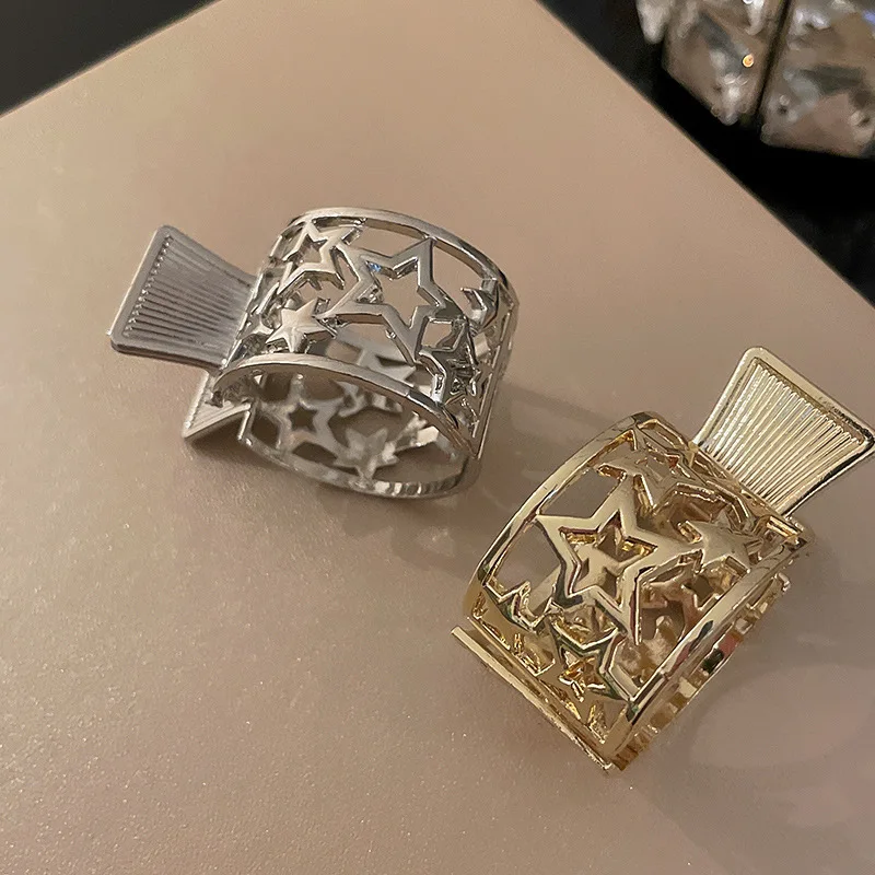 Jepit Rambut Cakar Geometris Wanita, Aksesori Rambut Fashion Klem Kristal Rambut Ekor Kuda Jepit Rambut Bando