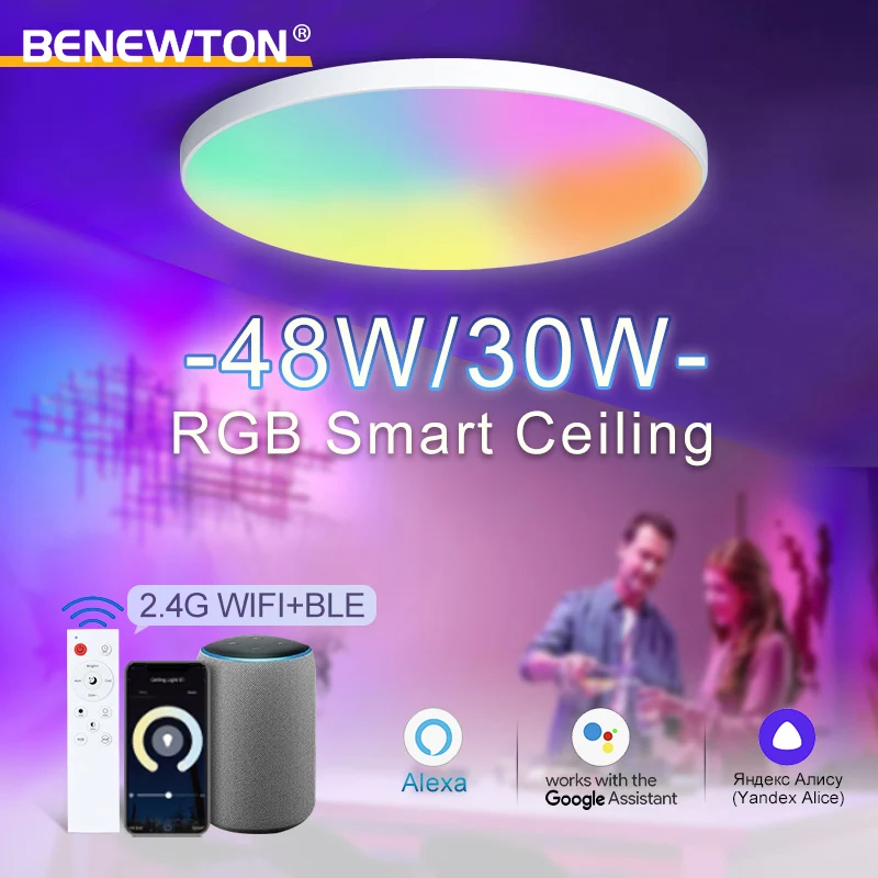 Smart Modern Ceiling Lamps 220V 30W 48W RGB CCT Smart Home Led Lights WIFI APP Voice Control with Alexa Google Yandex
