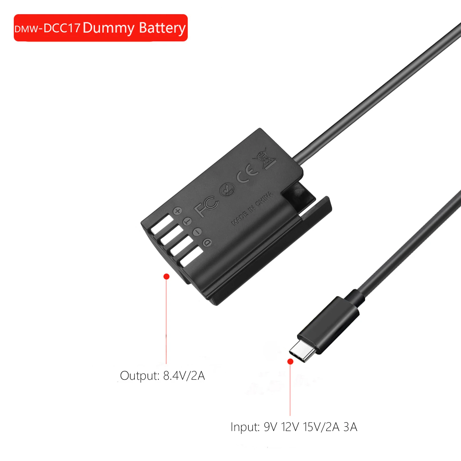 DMW-BLK22 Dummy Battery DMW-DCC17 PD 20W Power Adapter for Panasonic Lumix G9 DC-S5K DC-S5 GH5S GH5 II GH6 Camera