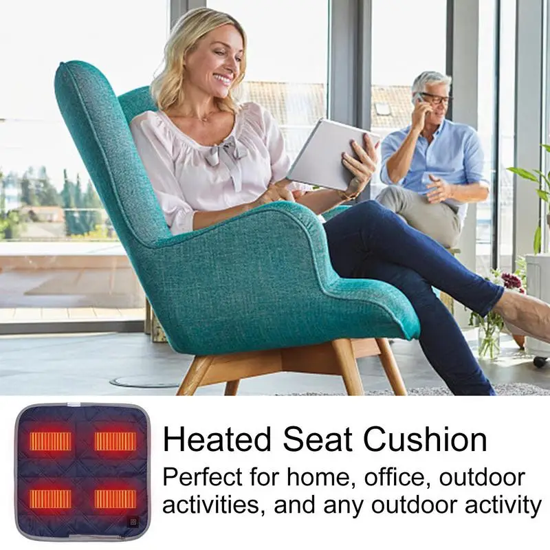 Electric Heated Chair Cushion Portable USB Heating Seat Pad 3 Levels Winter Warm Cushion Mat For Fishing Camping Accessories