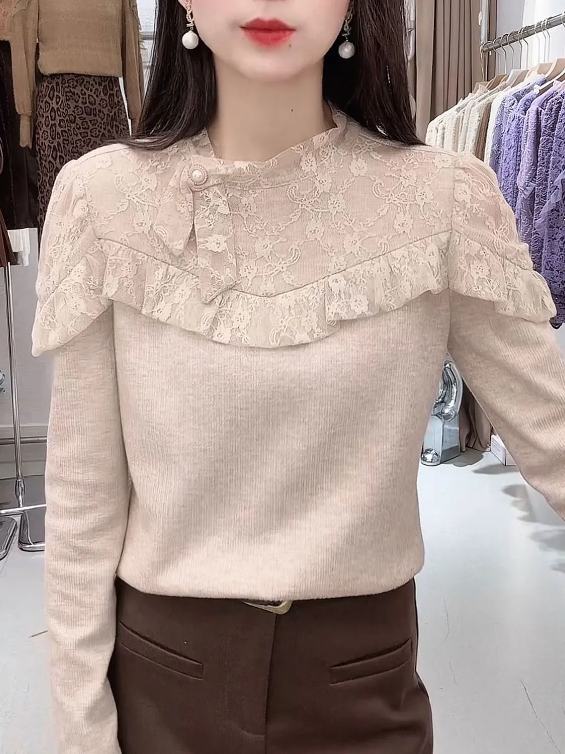 

Женская модная футболка больших размеров с круглым вырезом и длинным рукавом, осенняя коллекция 2026, новинка, с принтом «Капучино», повседневный комфортный топ