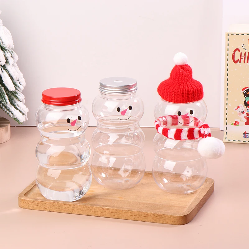 500ML Christmas Snowman Water Bottles Milk Tea Bottles Coffee Juice Portable Drinking Bottle For Milk Tea Shop Home Juice Cup