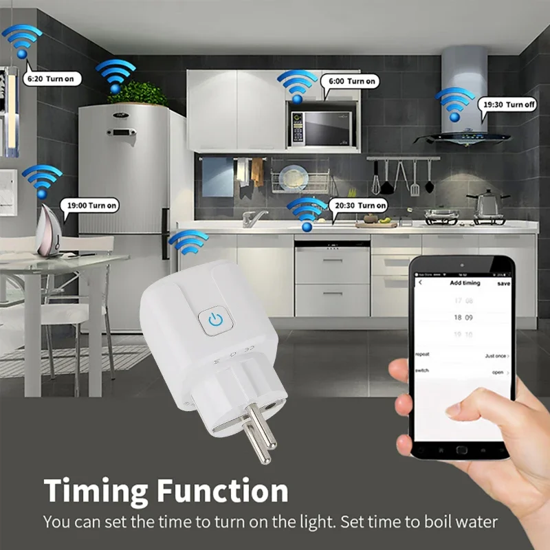 Smart Plug WiFi Socket EU 16A/20A With Power Monitor Timing Function Tuya Smart Life APP Control Works With Alexa Google Home